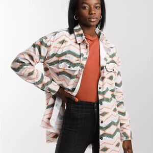 Aztec Western Shacket Womens XS but Fits Size Medium Cowgirl Coastal Oversized